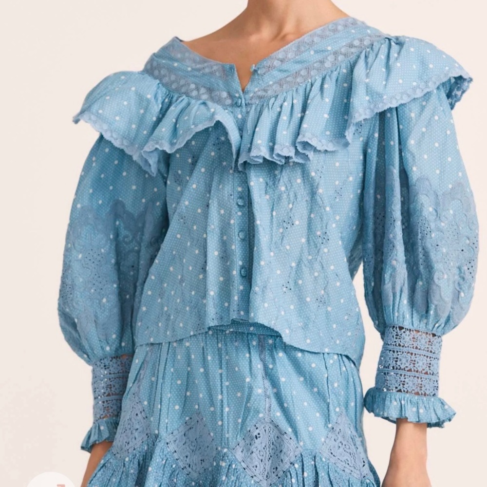 NEW LoveShackFancy Cotton Bunnie Blouse S